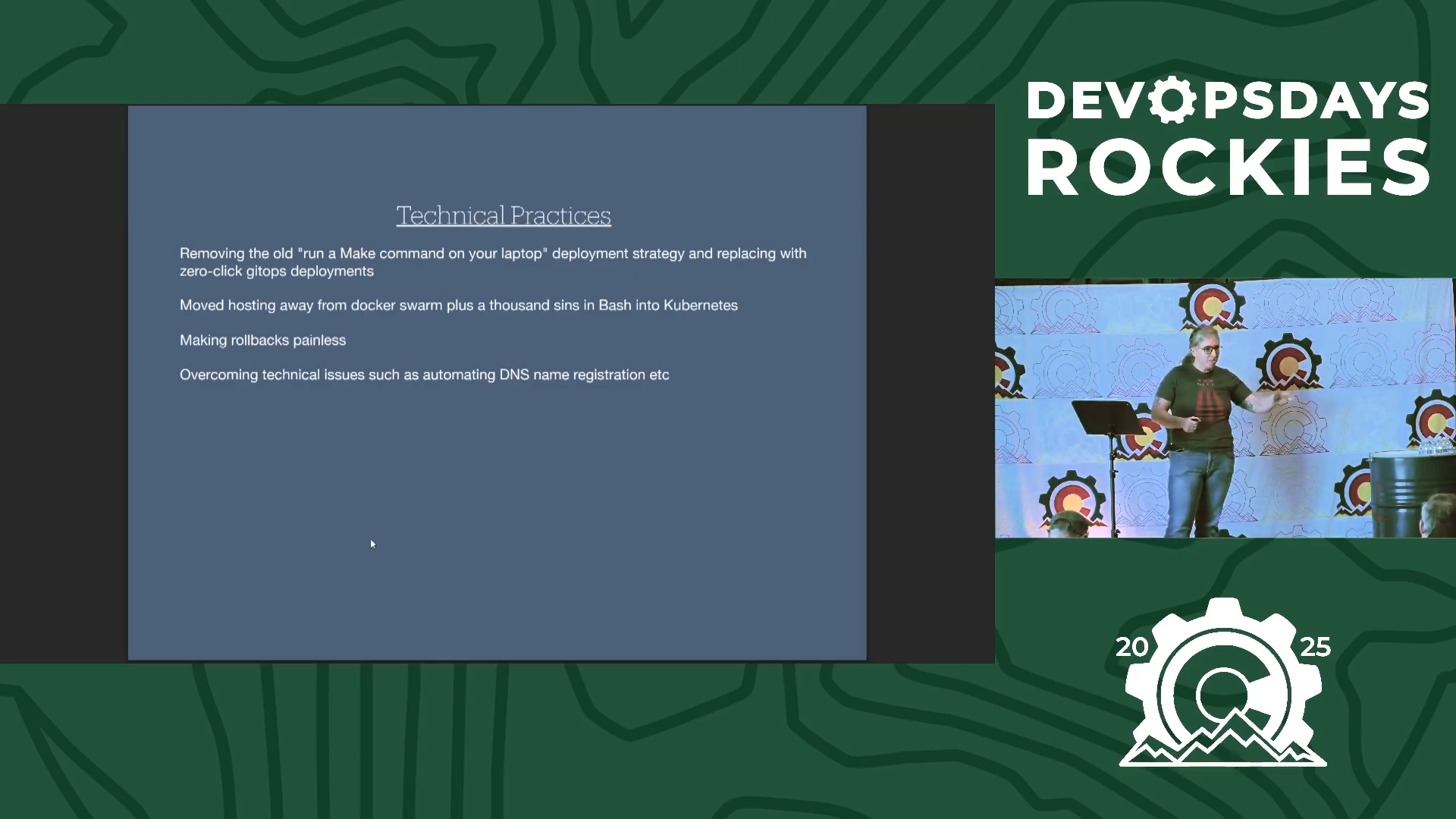 Gwendolyn James presenting DevOps In A Rocket Factory at DevOpsDays Rockies 2025