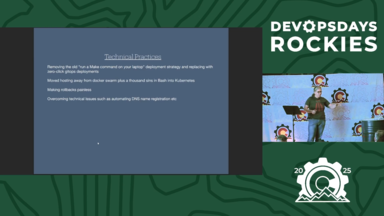 Gwendolyn James presenting DevOps In A Rocket Factory at DevOpsDays Rockies 2025